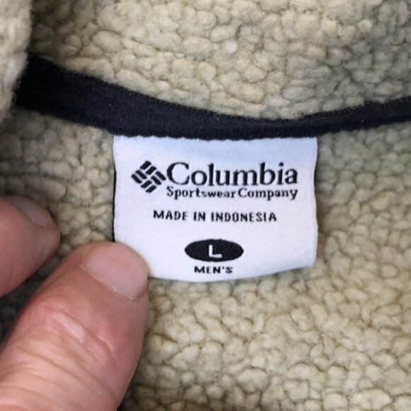 Columbia Men Jacket Large Pullover Sherpa Lined Cozy Green 1/4 Zip Fleece Casual - Picture 3 of 12